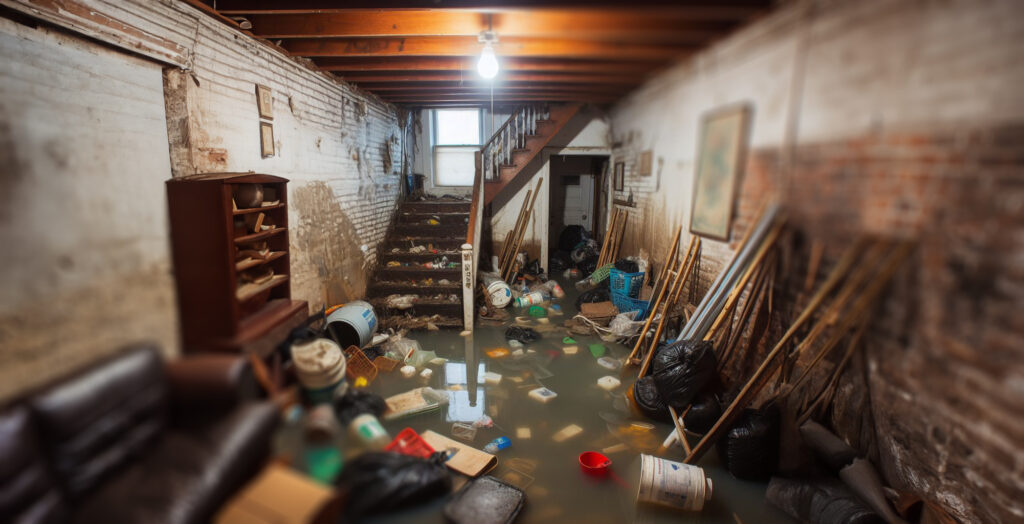 Staten Island flood-damaged basement 