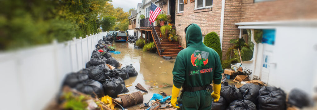 Staten Island flood-damaged yard being assessed by Junk Heroes